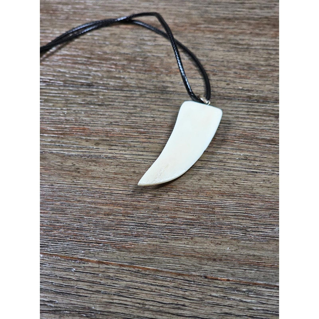 Carved Snake Fang Pendant Necklace White Tooth Style Gothic Charm 2"