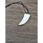 Carved Snake Fang Pendant Necklace White Tooth Style Gothic Charm 2"
