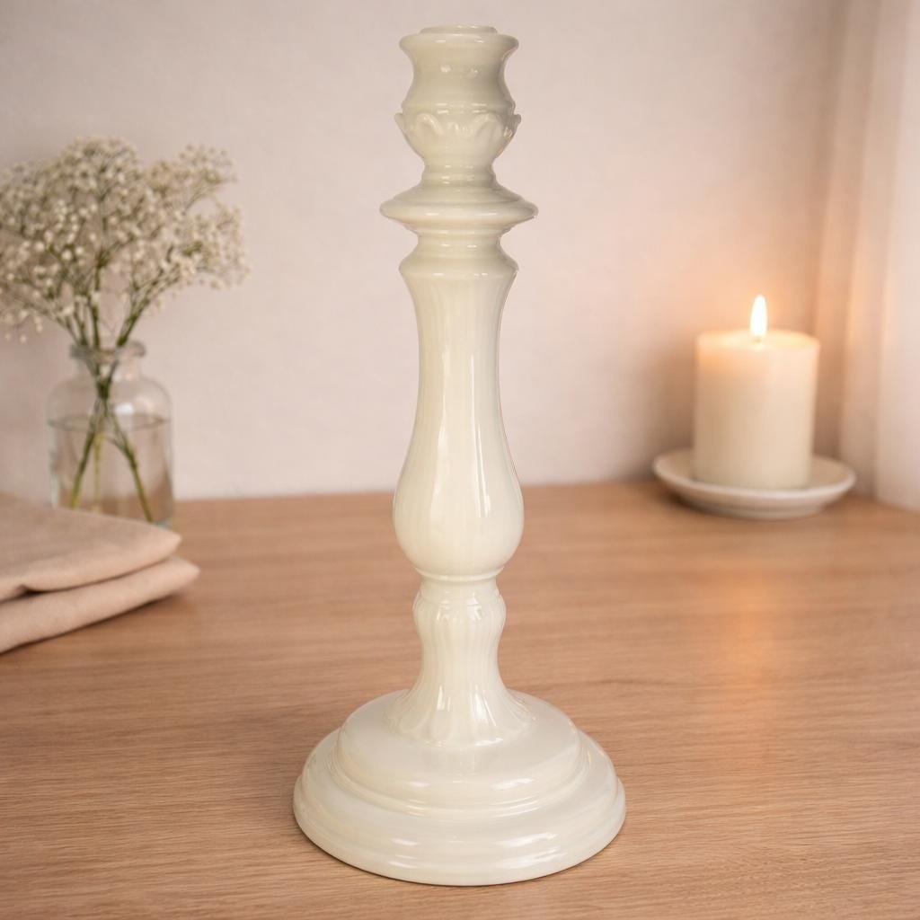 Williams Sonoma Candle Holder White Porcelain Italy Tall