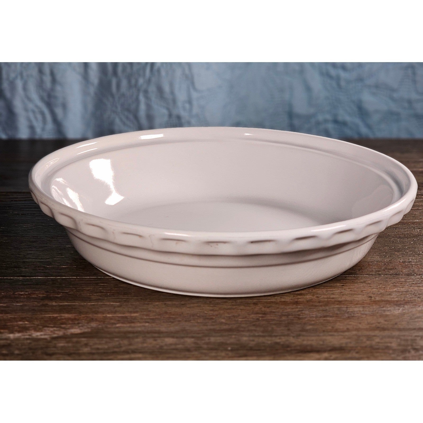 Vintage Chantal White Ceramic Pie Plate 11 Inch Fluted Rim Oven Safe