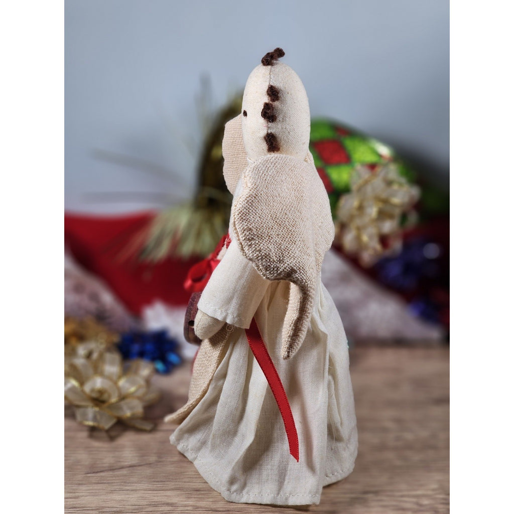 Vintage 1980s Angel Figurines Set of 2 Fabric Face Angels 7.5"