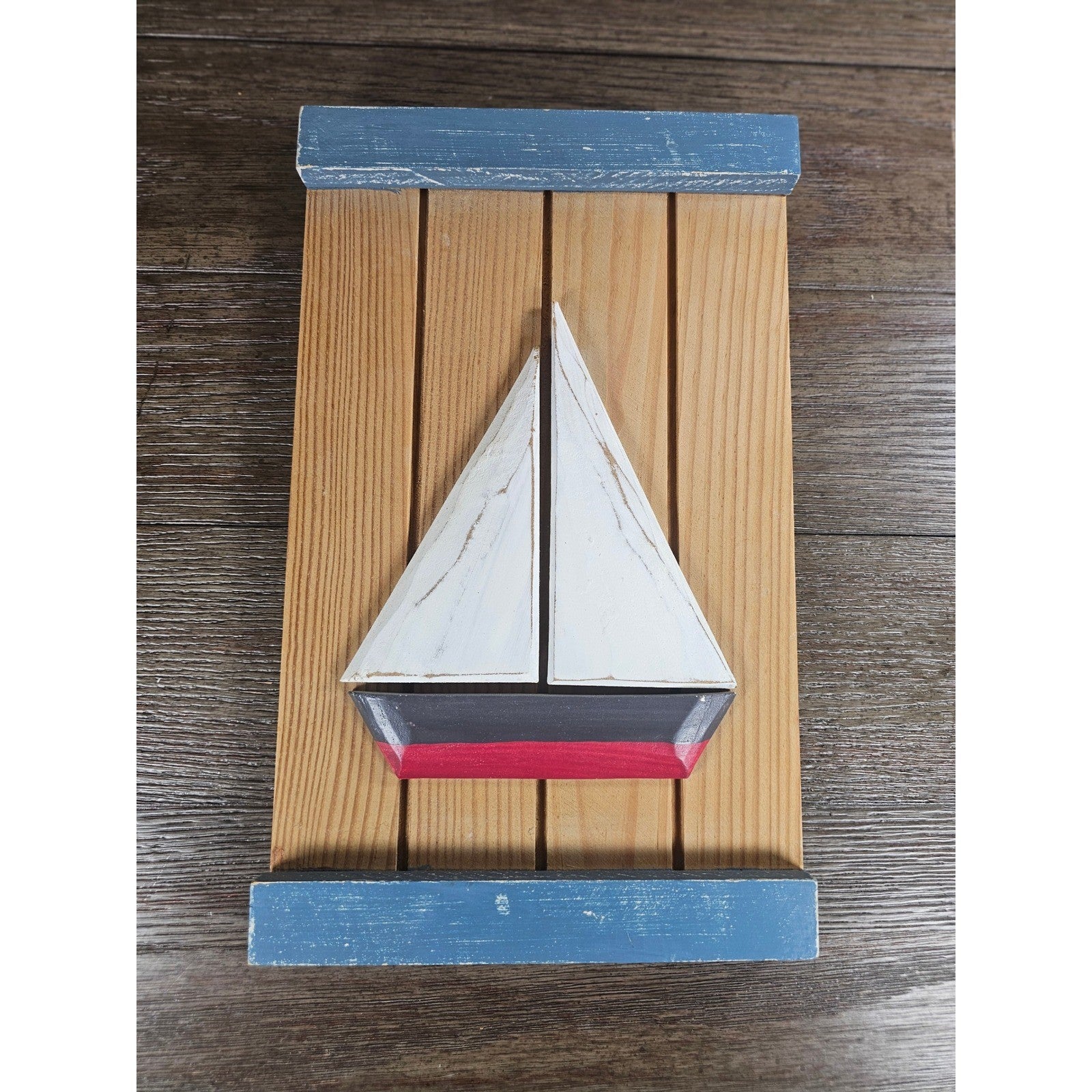 Rustic Sailboat Wall Art Wood Nautical Decor Coastal Cottage Accent