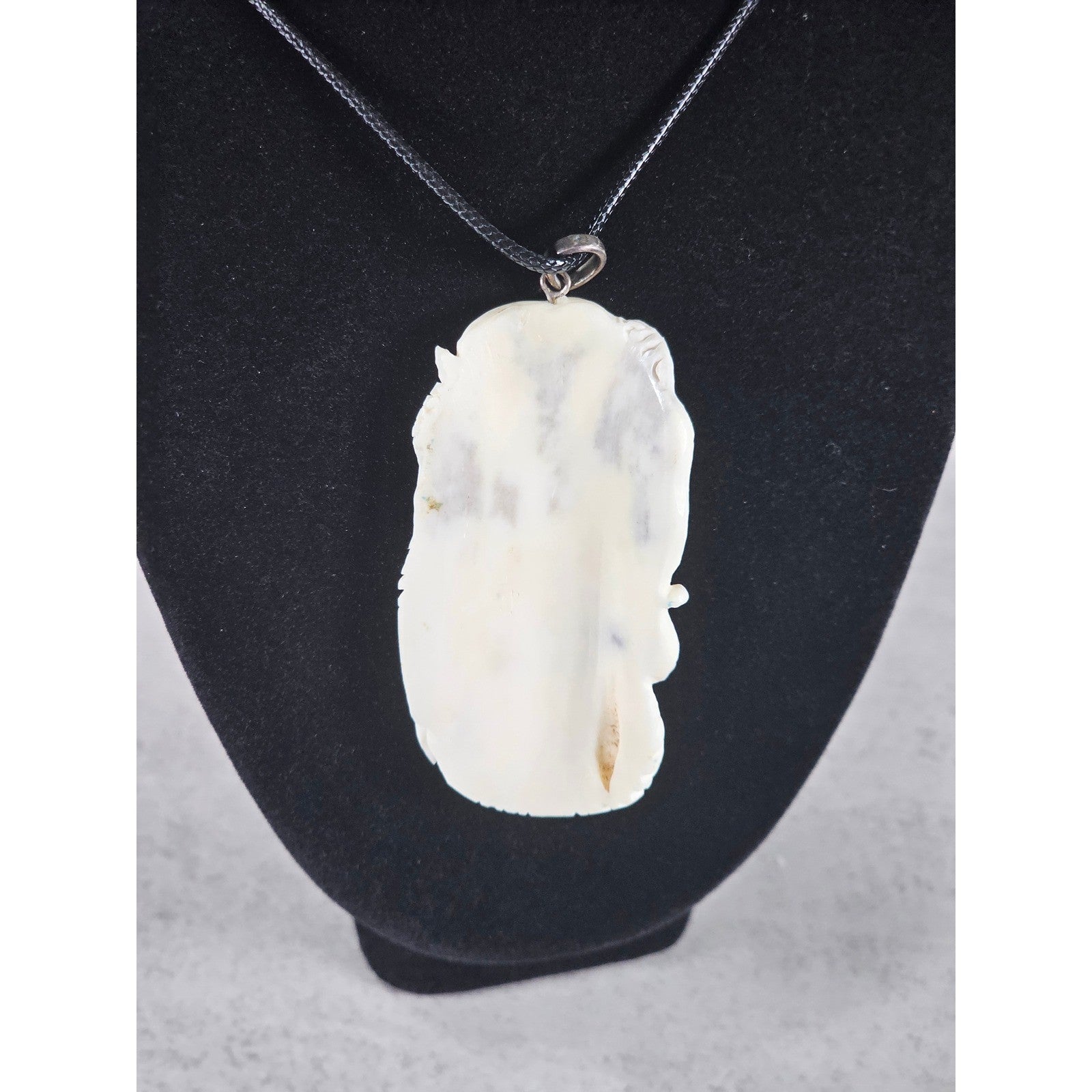 Vintage Carved Pendant Necklace Owl Elephant Red Accent