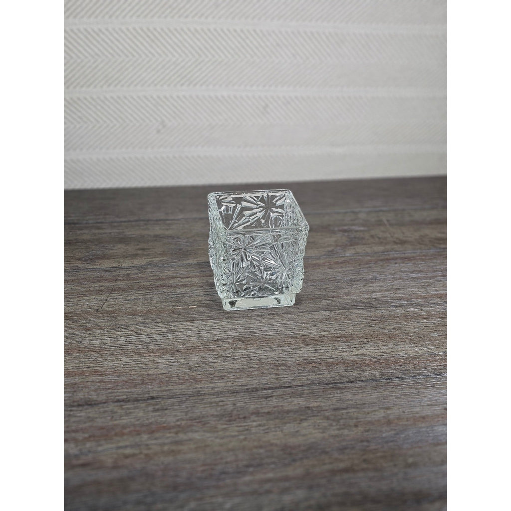 Vintage Avon Clear Pressed Glass Square Votive Candle Holder