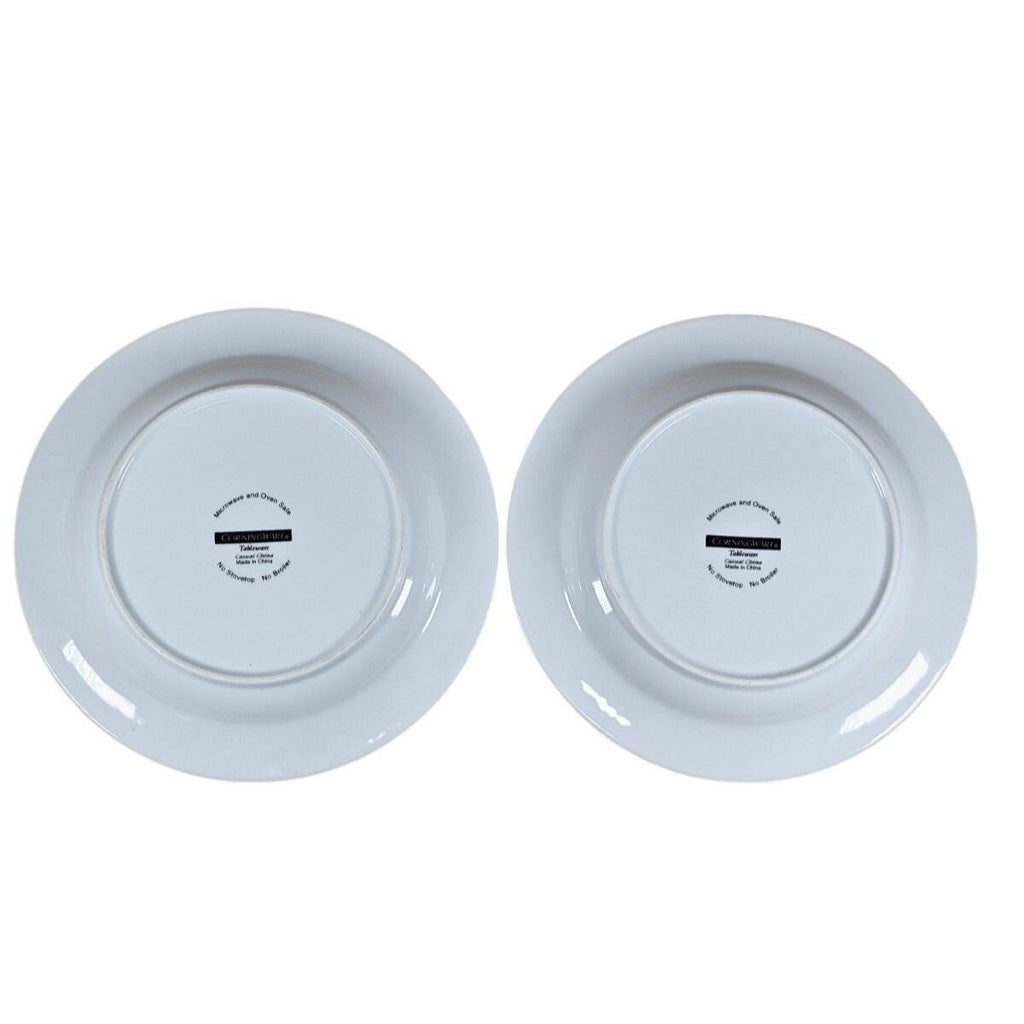 CorningWare French White Ribbed Plates Set of 2 8.25 Inch Salad Plates