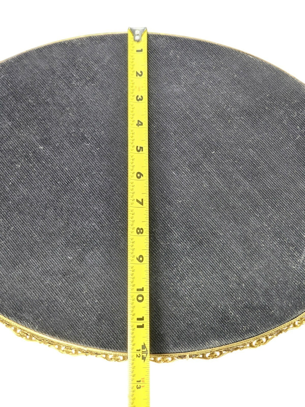 Vintage Oval Mirror Vanity Tray With Ornate Gold Filigree Design