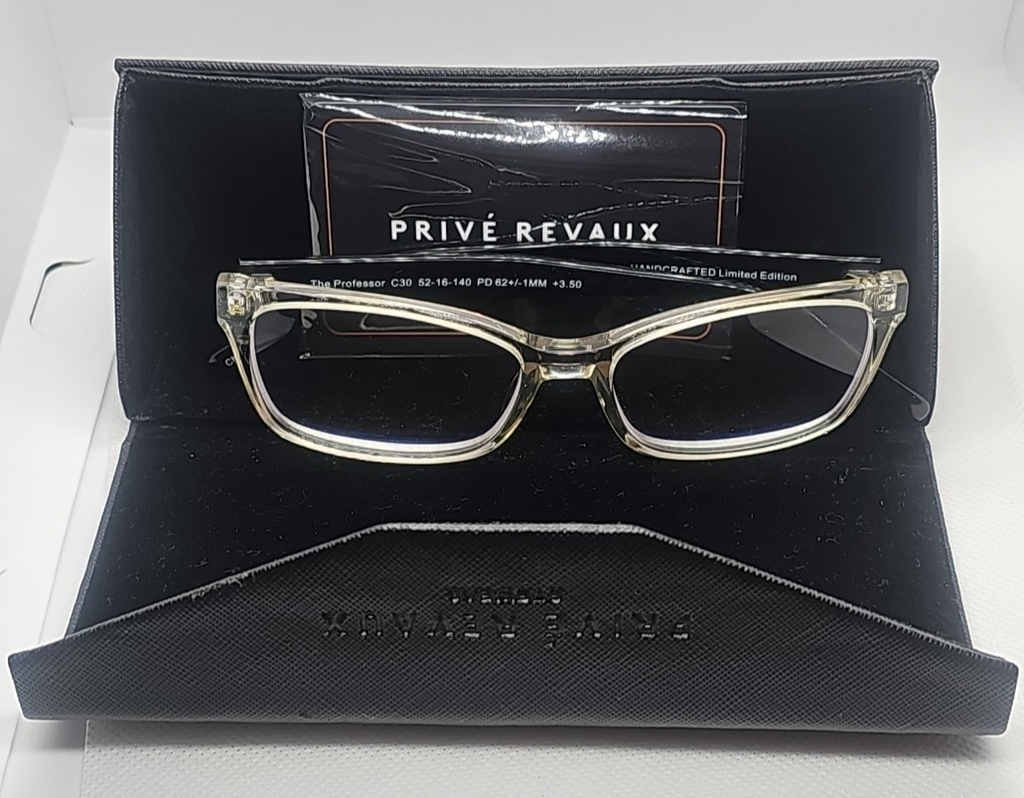 Prive Revaux The Professor Blue Light Reading Glasses Clear/Black With Case
