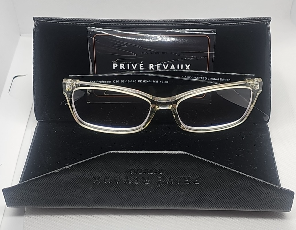 Prive Revaux The Professor Blue Light Reading Glasses Clear/Black With Case