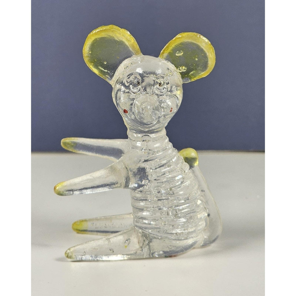 Vintage Lucite Mouse Figurines Clear Yellow Hong Kong