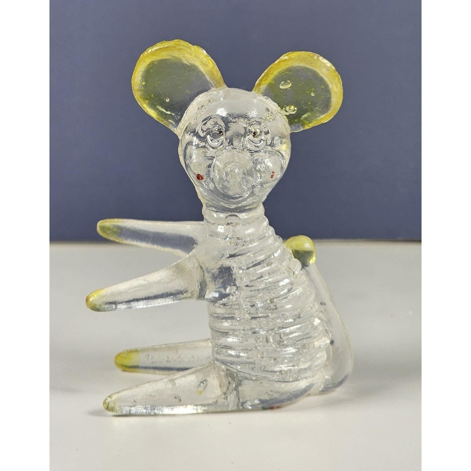 Vintage Lucite Mouse Figurines Clear Yellow Hong Kong