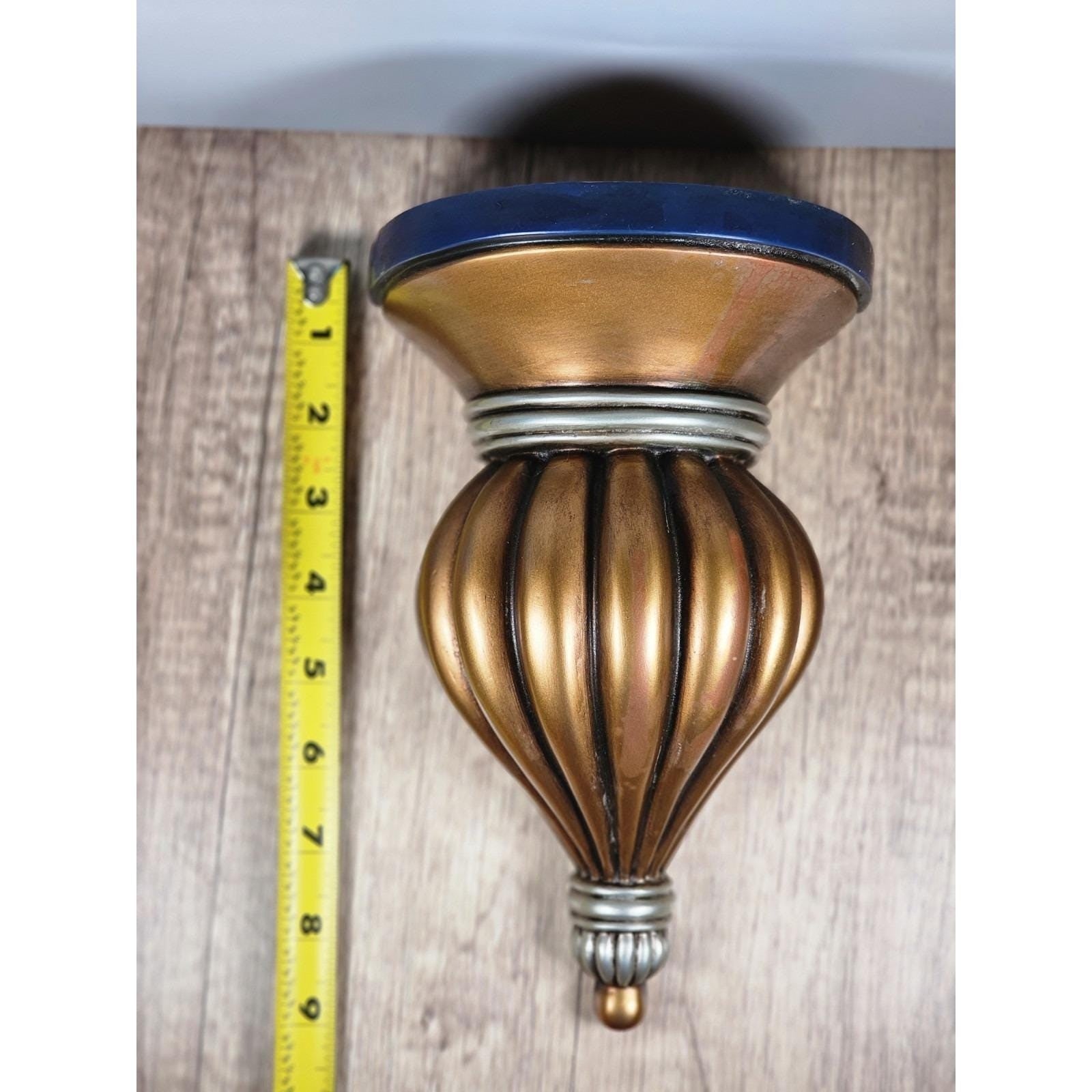 Vintage Wall Corbel Gold Blue Plate Holder Ornate Decorative Shelf