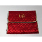 Embroidered "RJS" Red Quilted Makeup & Toiletry Bag Vintage Lillian Vernon