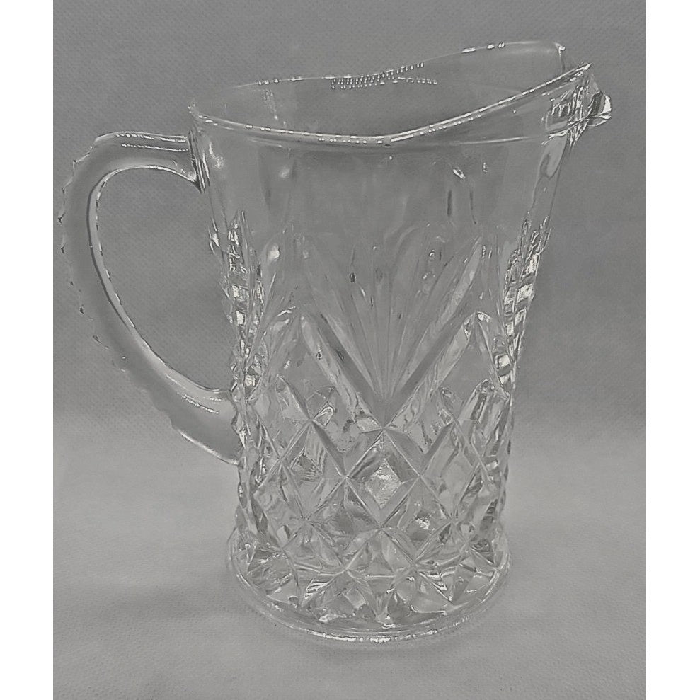 Vintage 5" Tall Anchor Hocking Pressed Pineapple Glass Creamer Pitcher 1960s