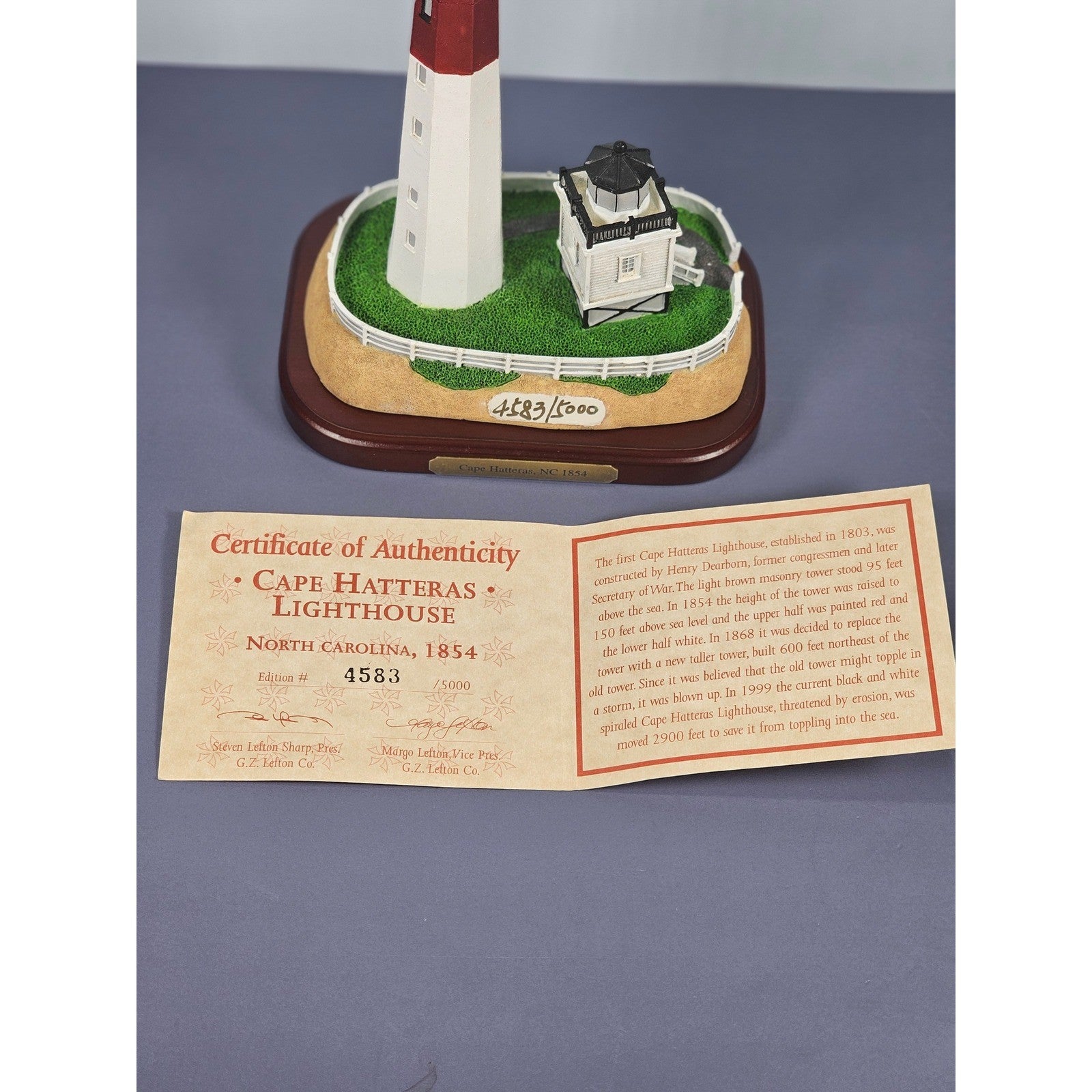Vintage Lefton Lost Lights Cape Hatteras Lighthouse Figurine w/ COA