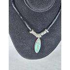 Vintage .925 Sterling Turquoise Pendant Necklace Boho Silver