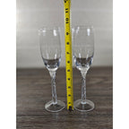 Vintage Clear Crystal Champagne Flutes Set of 2 Twisted Stem