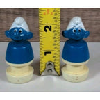 Vintage Smurfs School Bus Figures Pair Peyo 1982 Blue PVC Mini Smurf