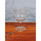 Vintage Etched Glass Goblet Grape Vine Design Clear Stem Wine Glass