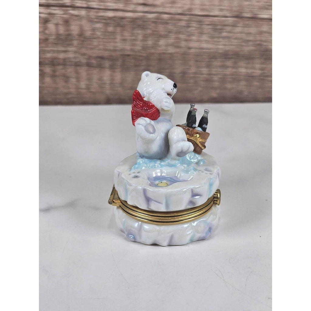 Franklin Mint Coca Cola Polar Bear Trinket Box 1999 Porcelain