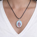 Vintage Miraculous Medal Necklace Oval Catholic Pendant