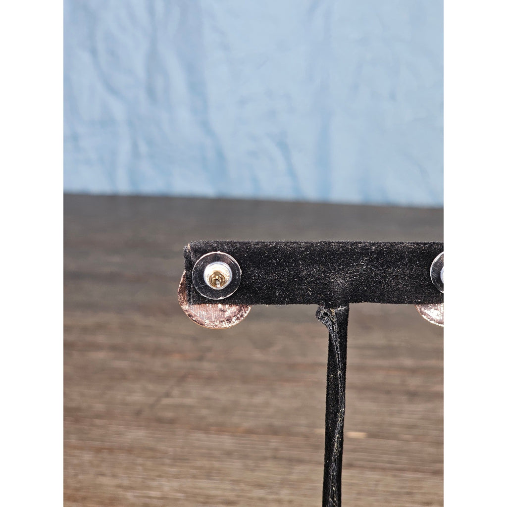 Textured Gold Tone Round Stud Earrings Vintage Style Minimal Earrings