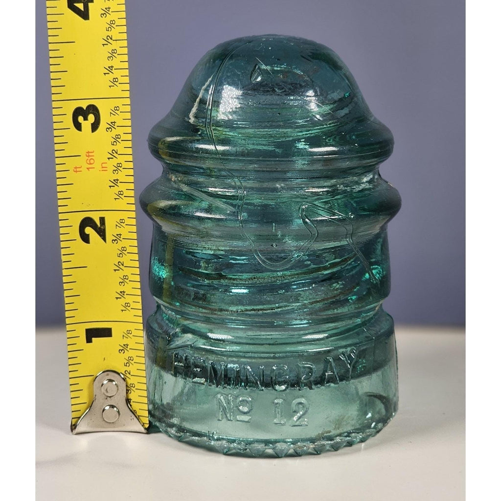 Vintage Hemingray No 12 Glass Insulator Aqua Blue 1893 Patent