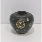 Vintage Cloisonne Mini Vase Black Floral Enamel 2.5" Collectible