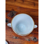 Vintage Milk Glass Sugar Bowl with Lid Gold Trim Fluted Handles