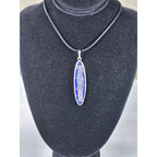 Vintage Sterling Silver Blue Enamel Script Pendant Necklace