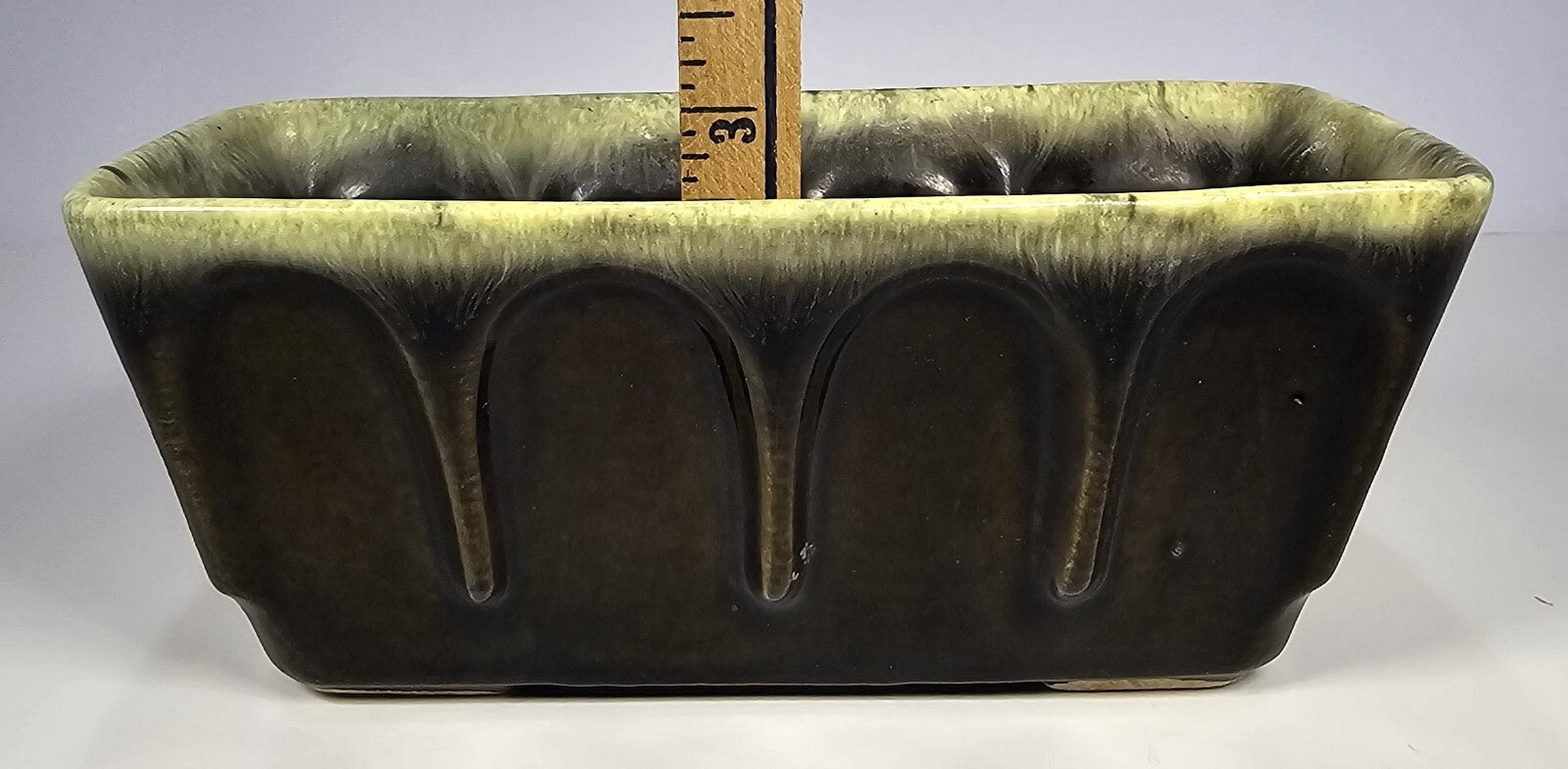 Vintage Hull USA Brown Drip Glaze Rectangular Planter F12 Mid-Century Pottery