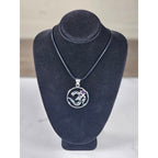 Vintage Sterling Silver Om Pendant with Purple Stone Necklace