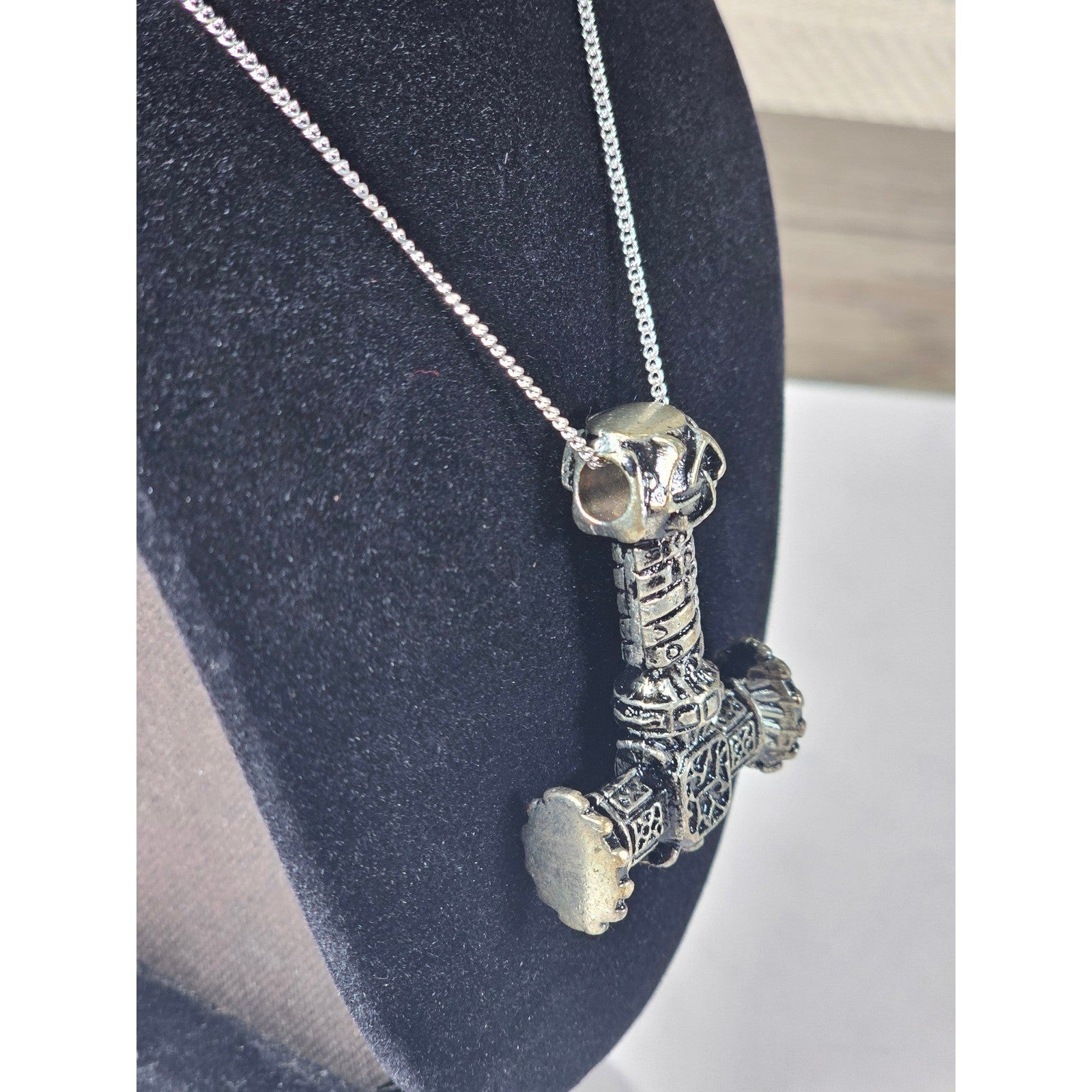 Vintage Thor Hammer Pendant Necklace 34g Norse Style
