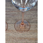 Vintage Pink Stem Wine Glasses Set of 2 Clear Bowl 8.5 Inch