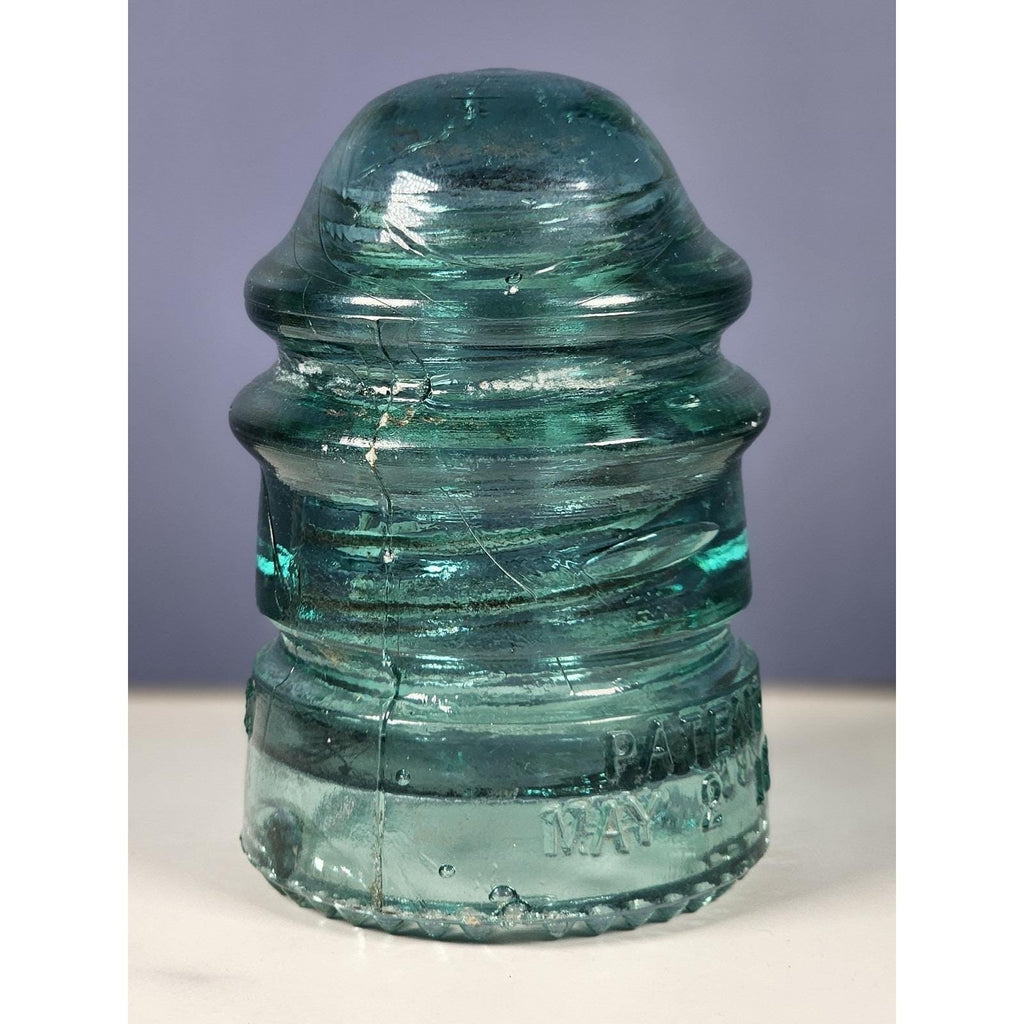 Vintage Hemingray No 12 Glass Insulator Aqua Blue 1893 Patent