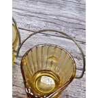 Vintage Hazel Atlas Mini Glass Coal Bucket Set of 2 Toothpick Holders