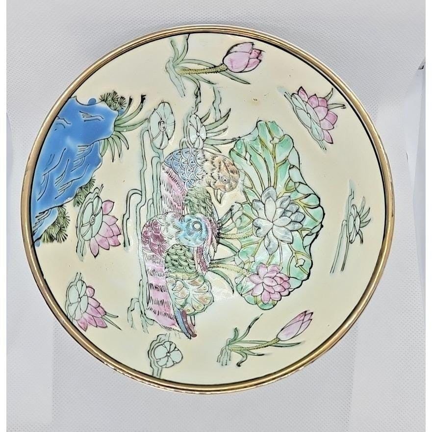 Antique Chinese Famille Rose Bowl Tongzhi Mark Lotus Mandarin Ducks