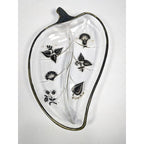 Georges Briard Leaf Dish Divided Glass Tray Mid Century Serving