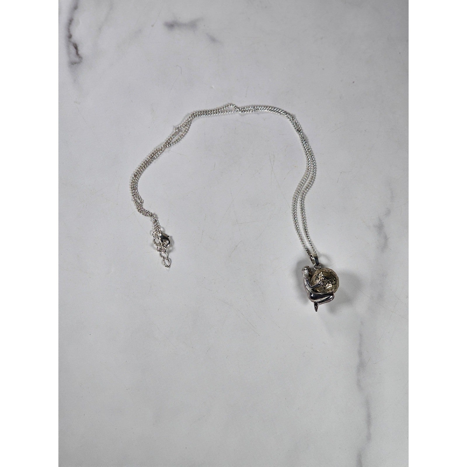 Vintage Harmony Ball Necklace Jingle Pendant Silver Tone