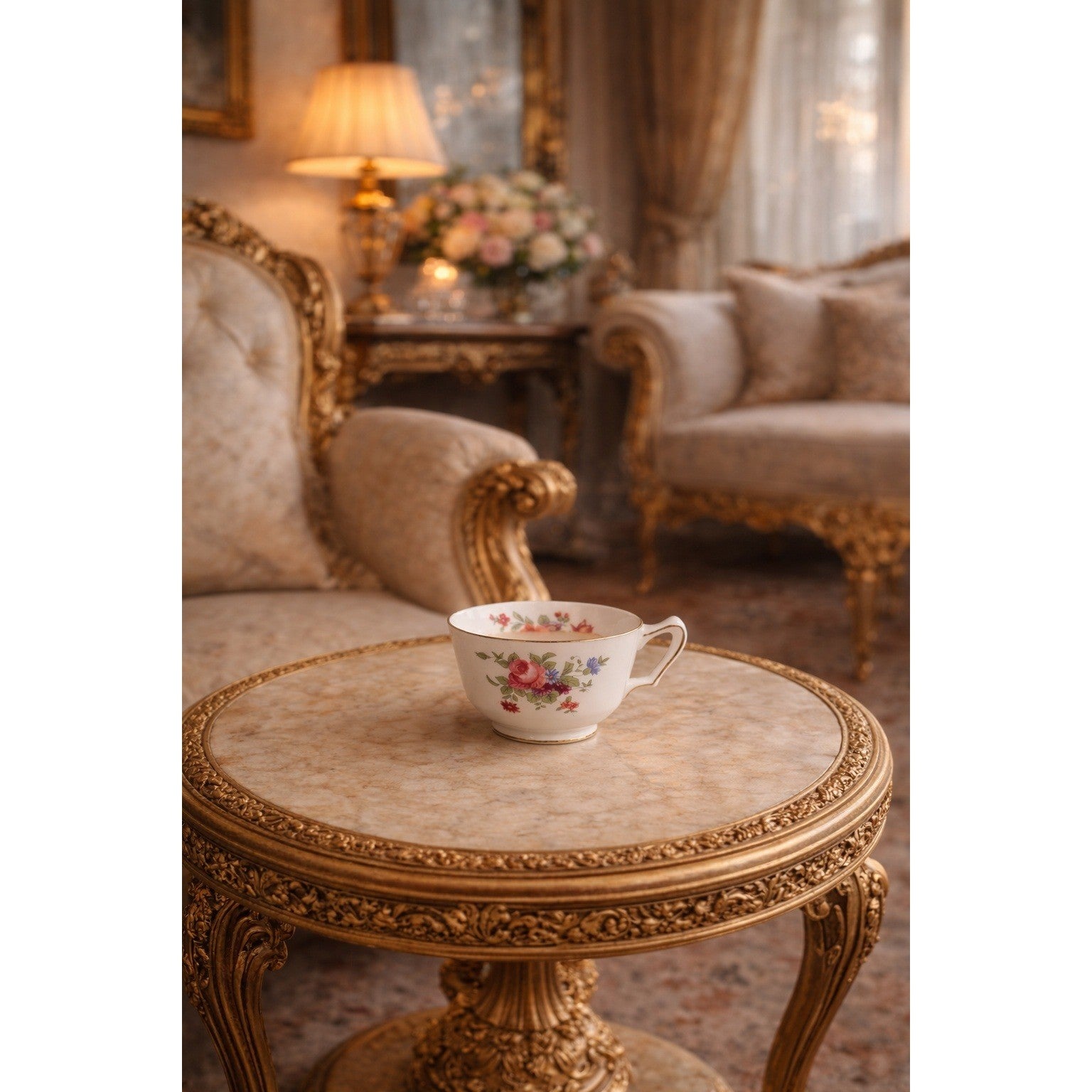 Royal Victoria Fine Bone China Floral Tea Cup Gold Rim England Vintage