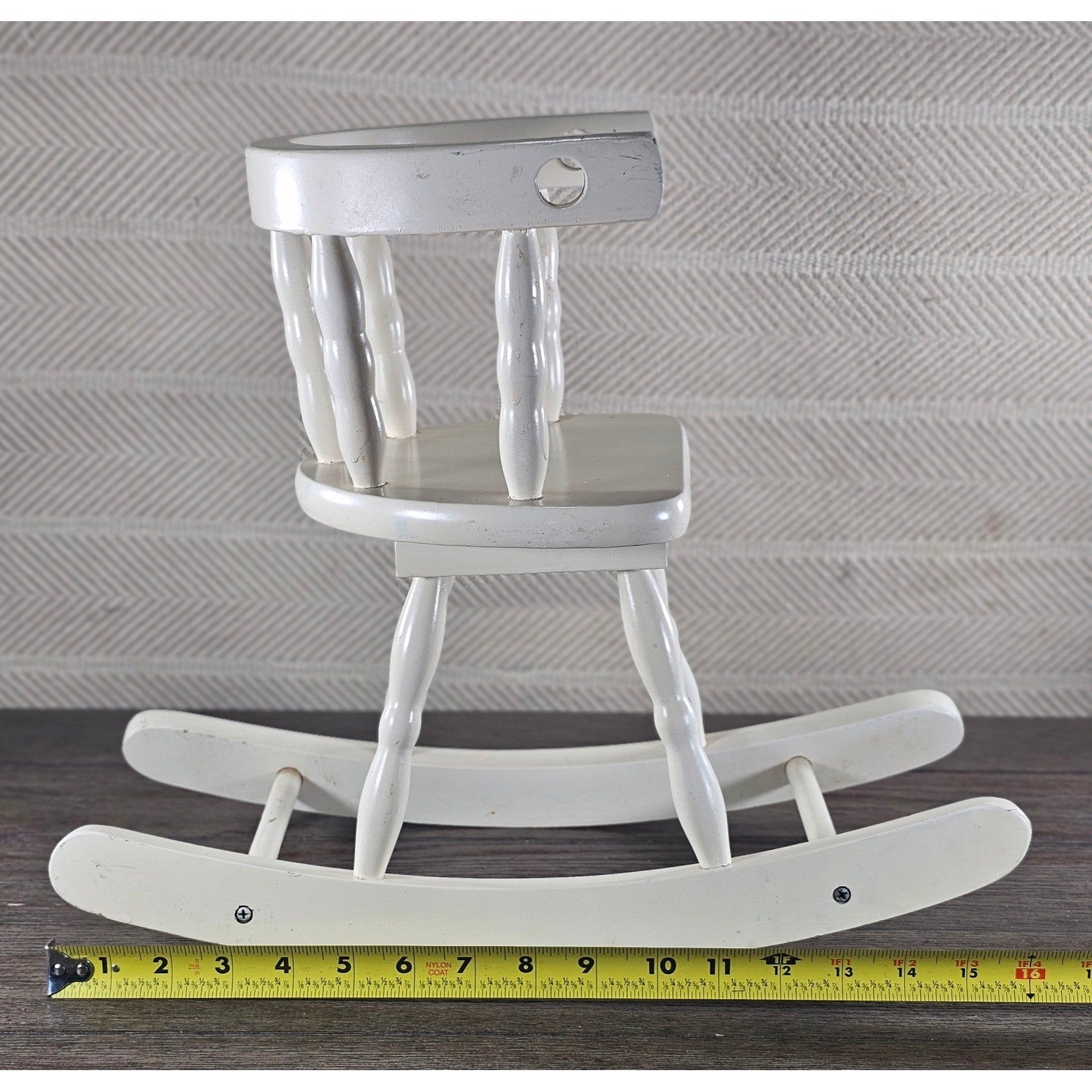 Vintage Wooden Doll Rocking Chair White 16" Cottage Style 80s 90s
