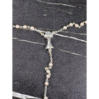 Vintage Rosary Necklace & Heart Pin Set with Case Religious