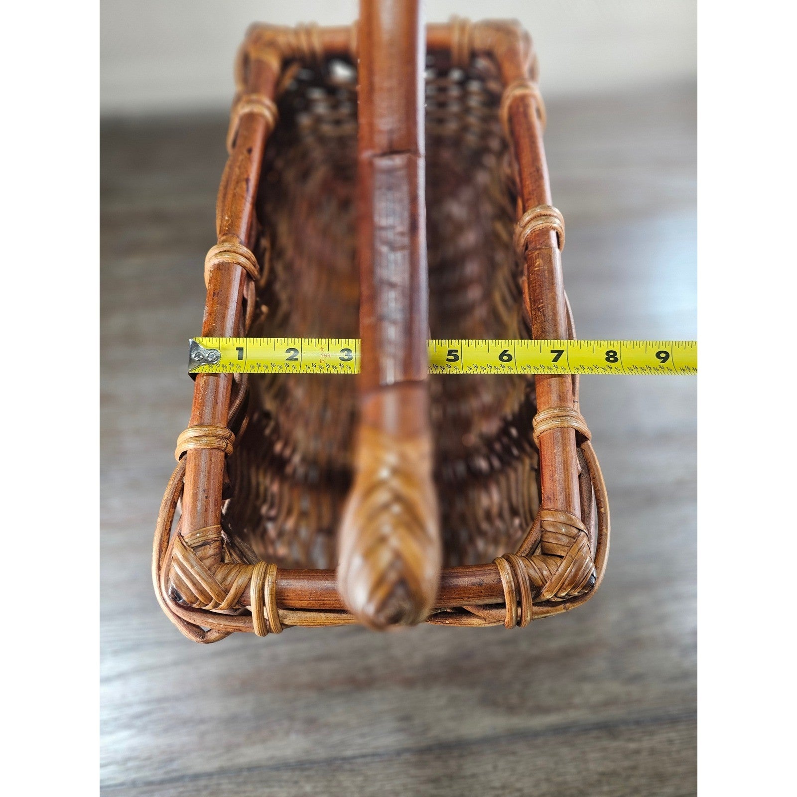 Vintage Wicker Basket with Handle | Rustic Rattan Storage Basket Decor