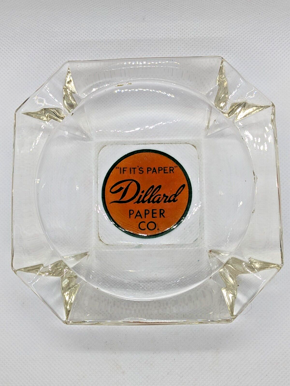 Vintage 1960s Dillard Paper Company Glass Ashtray