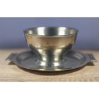 Vintage Stainless Steel Gravy Bowl With Attached Plate Server