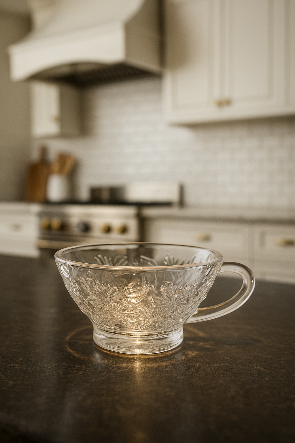 Princess House Fantasia Coffee/Tea Cup — Crystal Poinsettia Pattern #516 Vintage