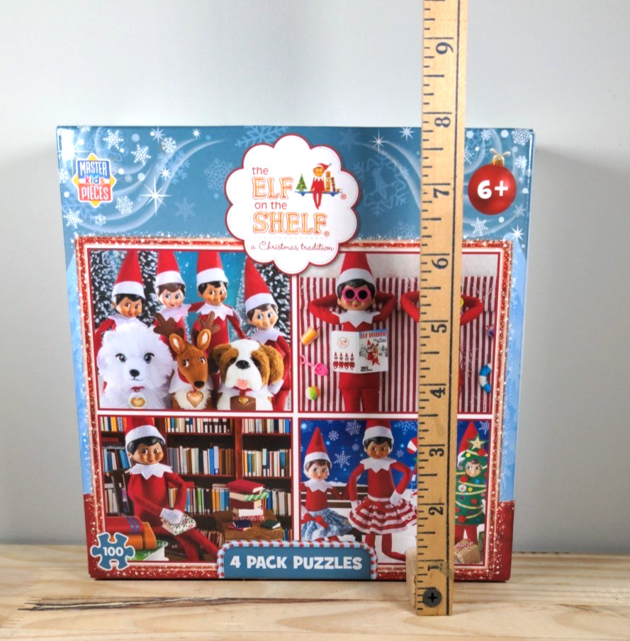 New MasterPieces  Elf On The Shelf 4-Pack 100 Piece Kids Christmas Puzzle