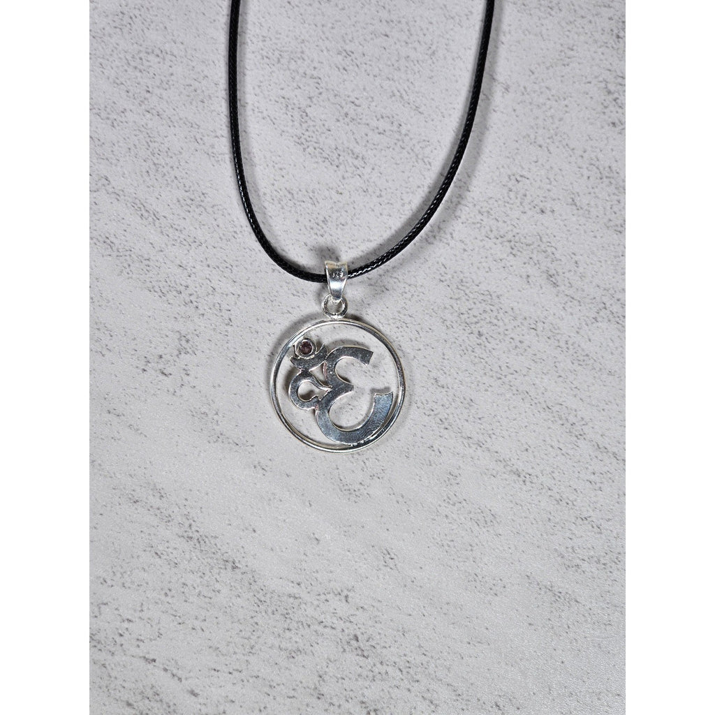 Vintage Sterling Silver Om Symbol Pendant Necklace Spiritual Jewelry