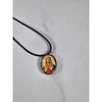 Vintage Sacred Heart Pendant Necklace Oval Catholic Medal