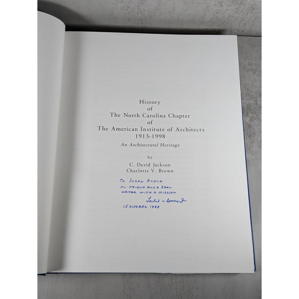 NC AIA Architectural History Book Signed Leslie Boney 1999