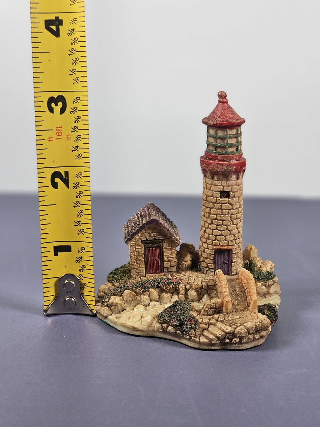 Vintage Ks Collection Lighthouse Figurine Stone House & Bridge